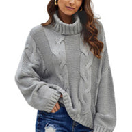 WW Gedrehter Strick Langarmpullover