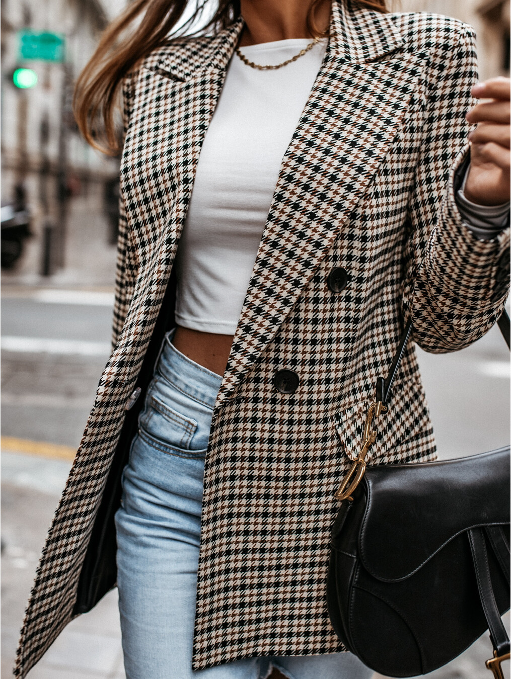 Damen karierter Blazer für Büro und besondere Anlässe