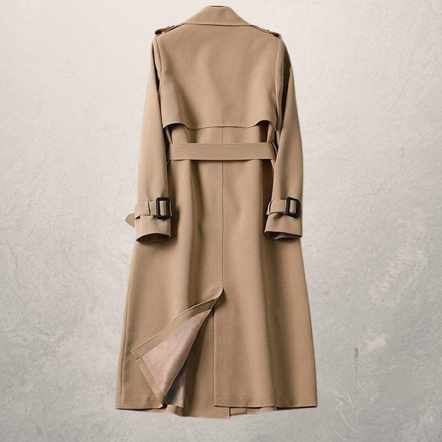 WW | Trenchcoat Lang Klassisch Schnitt Doppelreiher mit Gürtel und Sturmklappe