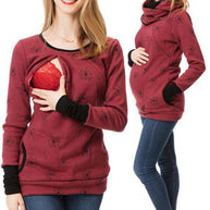 WW | Schwangerschafts-Chaps, Krankenschwester-Sweatshirts, Blumendruck, Taschen, Reißverschluss, Stillkleidung