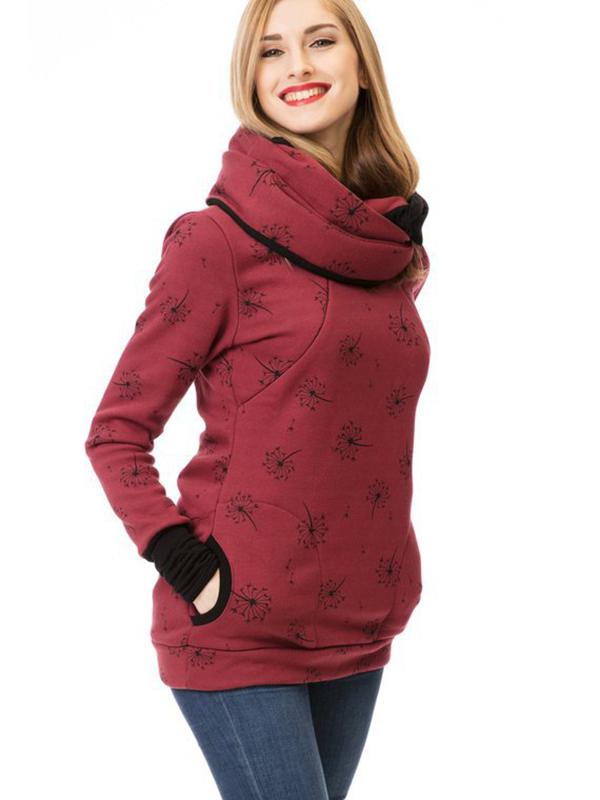 WW | Schwangerschafts-Chaps, Krankenschwester-Sweatshirts, Blumendruck, Taschen, Reißverschluss, Stillkleidung