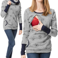 WW | Schwangerschafts-Chaps, Krankenschwester-Sweatshirts, Blumendruck, Taschen, Reißverschluss, Stillkleidung