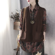 Damen Strickweste mit tiefem V-Ausschnitt und praktischen Taschen WW 1759203291
