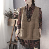 Damen Strickweste mit tiefem V-Ausschnitt und praktischen Taschen WW 1759203291