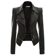 WW - Frauen asymmetrische Reißverschluss-Motorradjacke mit tailliertem Schnitt