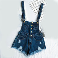 WW | Denim Baumwolle Träger Shorts Lose Overall Romper