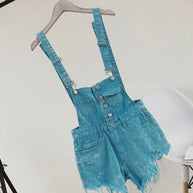 WW | Denim Baumwolle Träger Shorts Lose Overall Romper