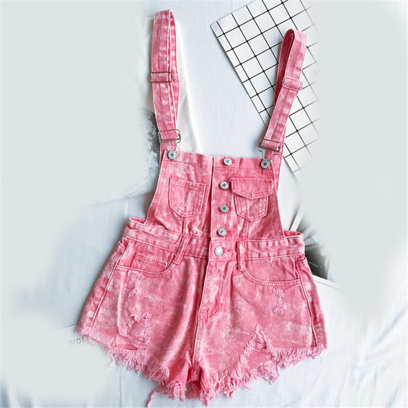 WW | Denim Baumwolle Träger Shorts Lose Overall Romper