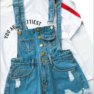 WW | Denim Baumwolle Träger Shorts Lose Overall Romper