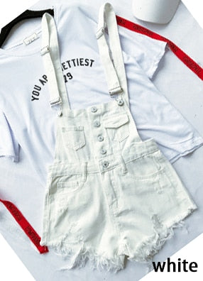 WW | Denim Baumwolle Träger Shorts Lose Overall Romper
