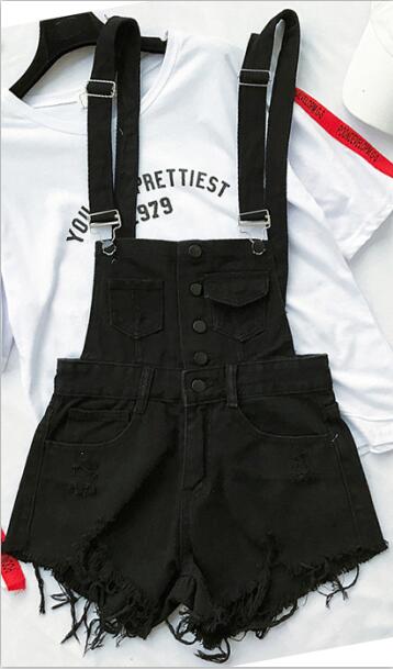 WW | Denim Baumwolle Träger Shorts Lose Overall Romper