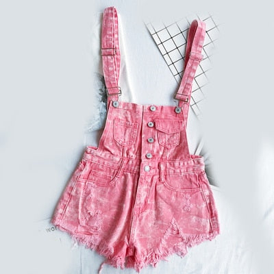 WW | Denim Baumwolle Träger Shorts Lose Overall Romper
