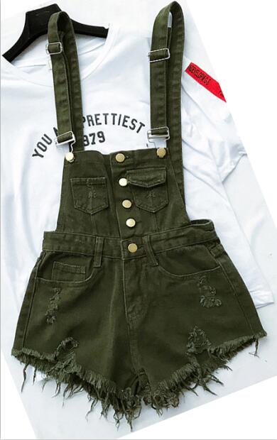 WW | Denim Baumwolle Träger Shorts Lose Overall Romper