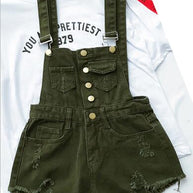 WW | Denim Baumwolle Träger Shorts Lose Overall Romper