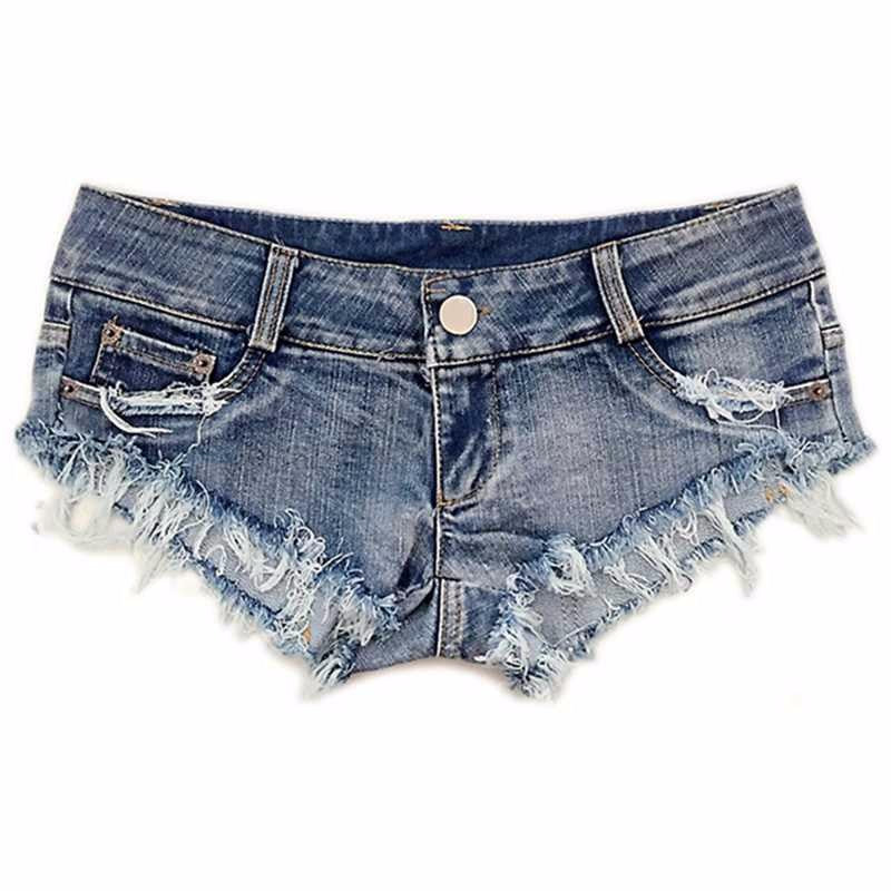 W&W Mode | Hellblaue Low Waist Micro Mini Denim Shorts