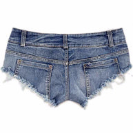 WW | Hellblaue Low Waist Micro Mini Denim Shorts