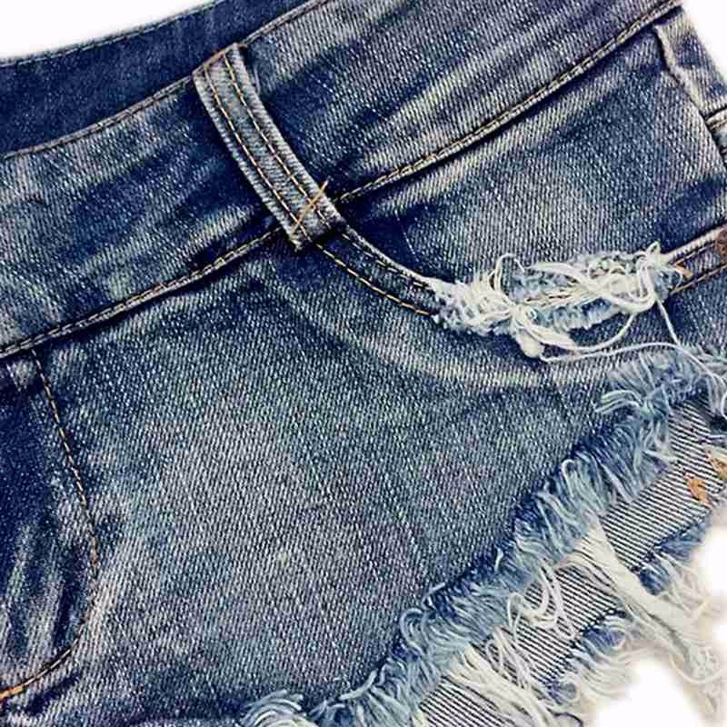 W&W Mode | Hellblaue Low Waist Micro Mini Denim Shorts