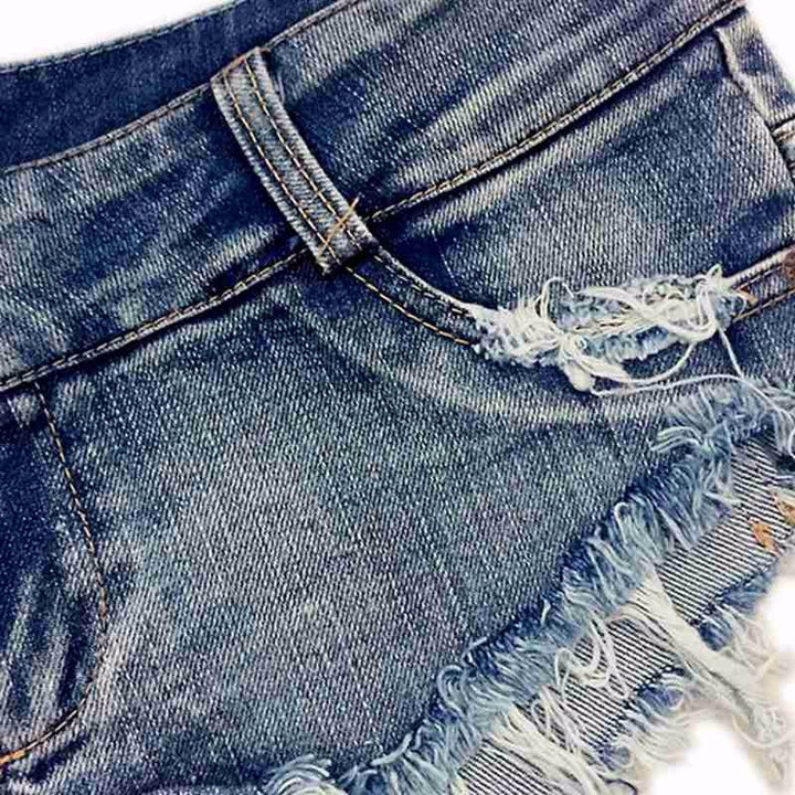 W&W Mode | Hellblaue Low Waist Micro Mini Denim Shorts