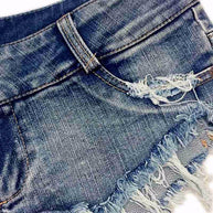 WW | Hellblaue Low Waist Micro Mini Denim Shorts