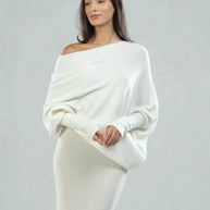 Cressida™ Asymmetrisch drapierter, eleganter Rundhalsausschnitt
