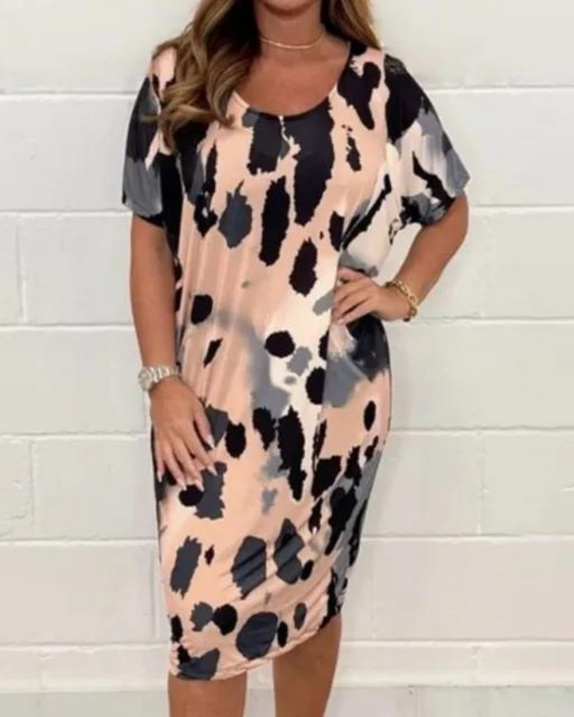 WW | Leopardenmuster Lockeres Lässiges Kleid