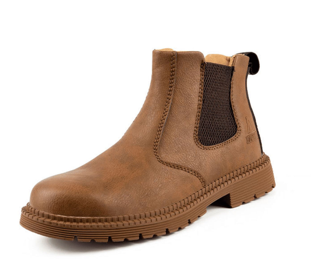 WW | Chelsea Sicherheitsstiefel Echtes Leder Slip on Elastische Seitenpaneele Langlebige Sohle