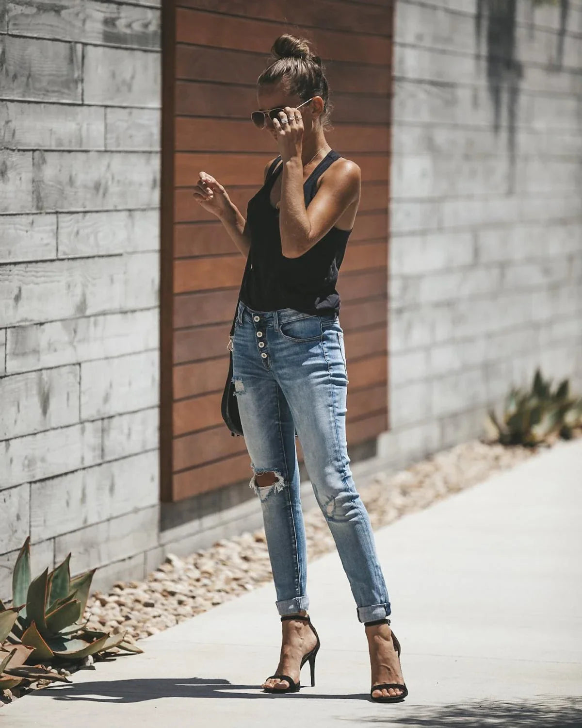 W&W - Hellblaue zerrissene Jeans