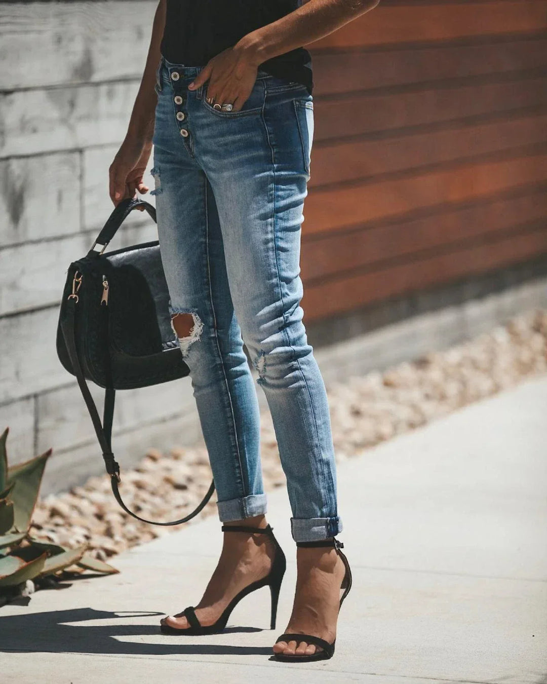W&W Mode - Hellblaue zerrissene Jeans