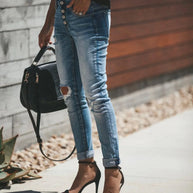 W&W - Hellblaue zerrissene Jeans