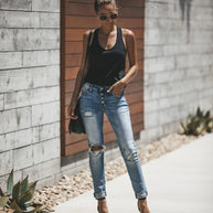 W&W - Hellblaue zerrissene Jeans