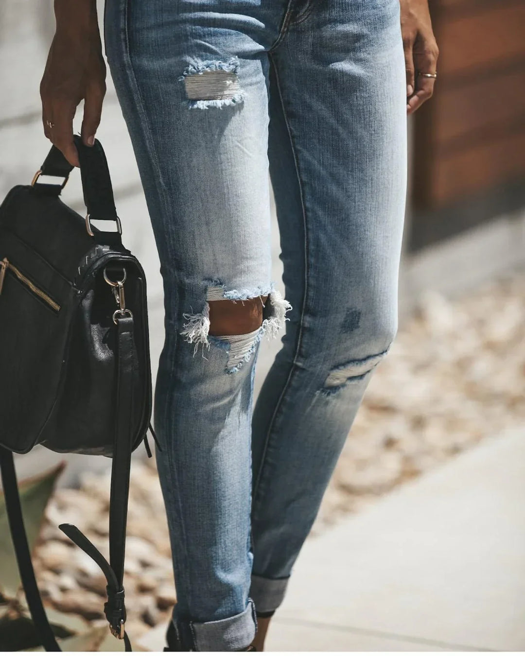 W&W Mode - Hellblaue zerrissene Jeans