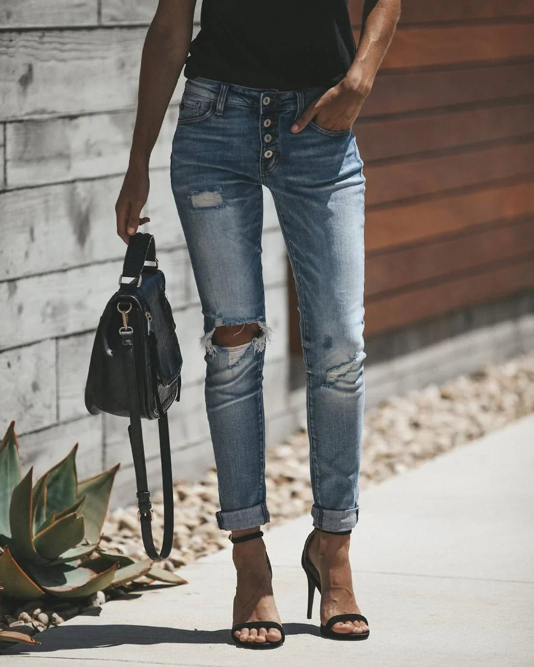 W&W Mode - Hellblaue zerrissene Jeans