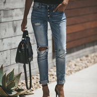 W&W - Hellblaue zerrissene Jeans