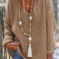 WW | Rosiedress V-Ausschnitt Drop-Shoulder Solid Strickpullover