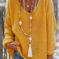 WW | Rosiedress V-Ausschnitt Drop-Shoulder Solid Strickpullover