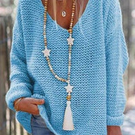 WW | Rosiedress V-Ausschnitt Drop-Shoulder Solid Strickpullover