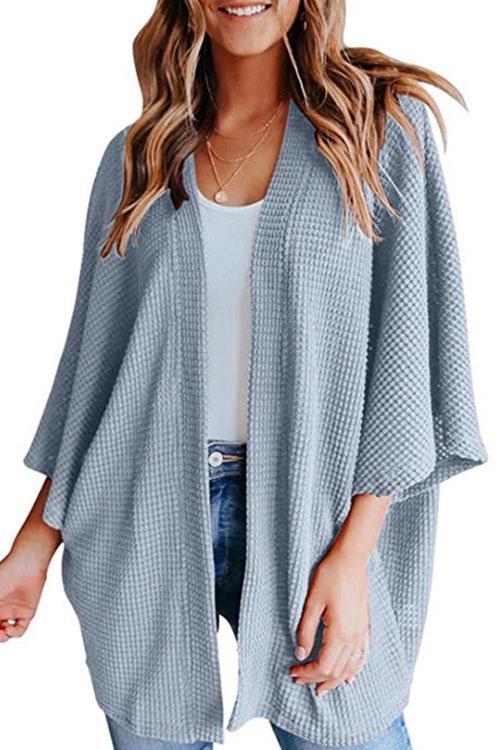 W&W Mode | Rosiedress Solid 3/4 Ärmel Offene Vorderseite Kimono Cardigan