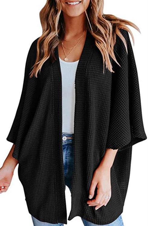 W&W Mode | Rosiedress Solid 3/4 Ärmel Offene Vorderseite Kimono Cardigan
