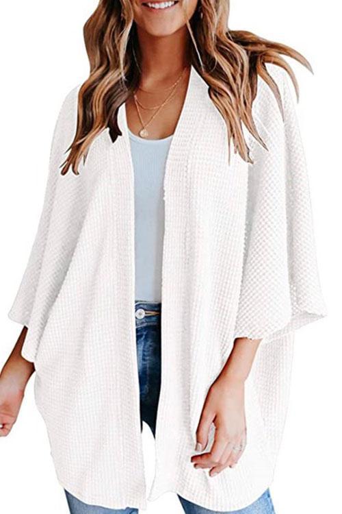 W&W Mode | Rosiedress Solid 3/4 Ärmel Offene Vorderseite Kimono Cardigan