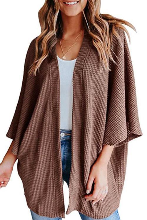 W&W Mode | Rosiedress Solid 3/4 Ärmel Offene Vorderseite Kimono Cardigan
