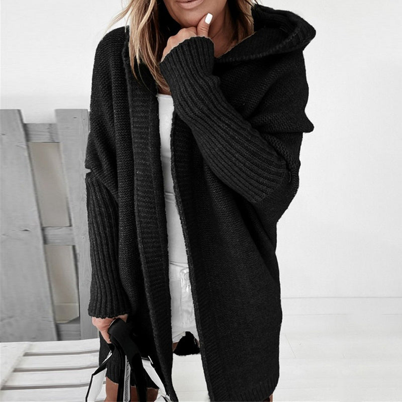 WW | Langarm Offene Strickjacke mit Kapuze