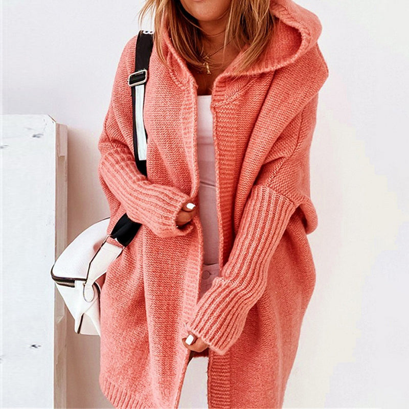 WW | Langarm Offene Strickjacke mit Kapuze