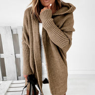 WW | Langarm Offene Strickjacke mit Kapuze