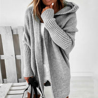 WW | Langarm Offene Strickjacke mit Kapuze