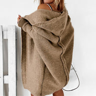 WW | Langarm Offene Strickjacke mit Kapuze