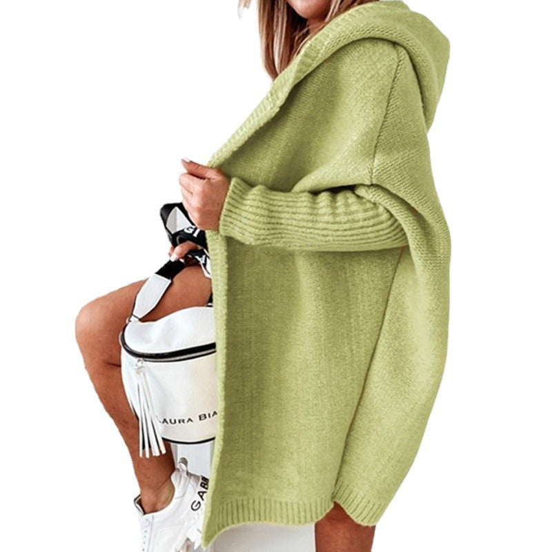 WW | Langarm Offene Strickjacke mit Kapuze
