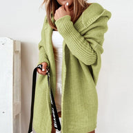 WW | Langarm Offene Strickjacke mit Kapuze