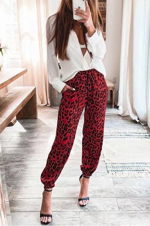 W&W Mode | Rosiedress Kordelzug Taille Taschen Leopard Jogger
