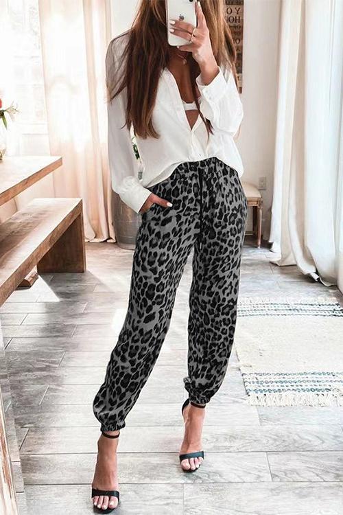 W&W Mode | Rosiedress Kordelzug Taille Taschen Leopard Jogger