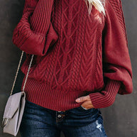 WW Mid-Hoch Neck Kabelstrick Pullover Sweater